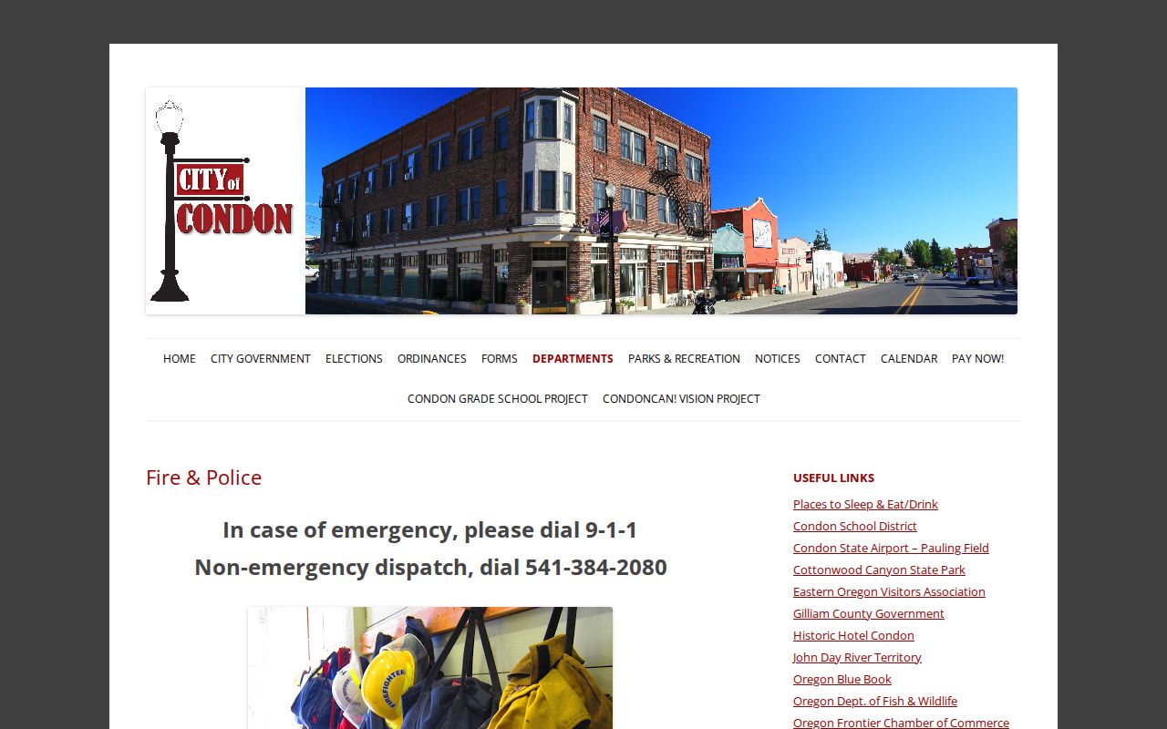 City of Condon law-enforcement information for Condon arrest-record routing