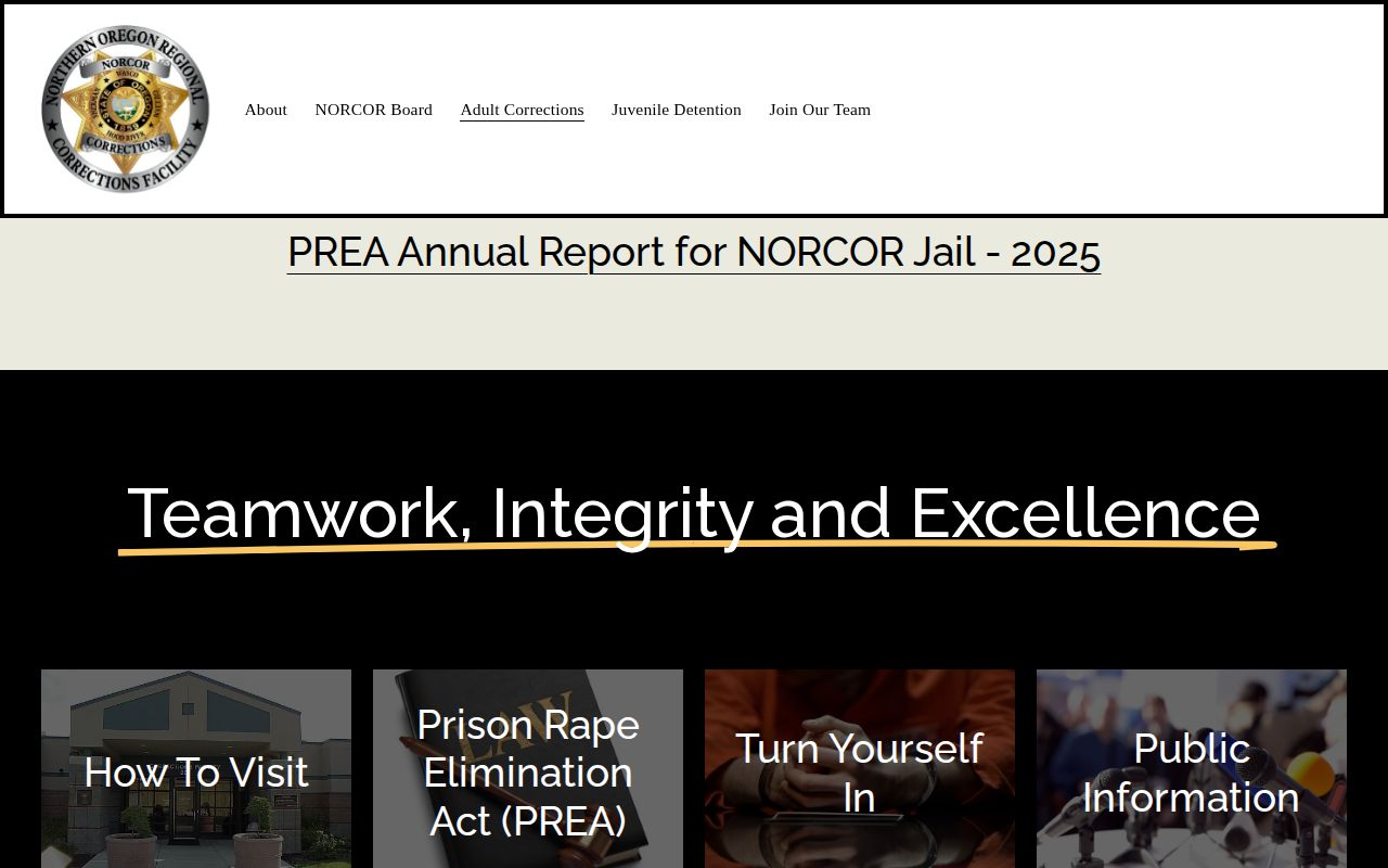 Gilliam County adult custody information at NORCOR Adult Corrections